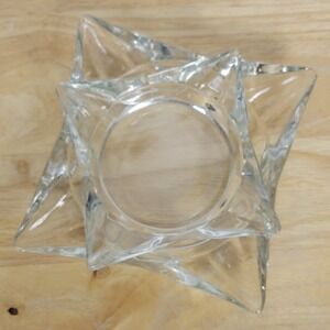 Mid Century Atomic Starburst Glass Ashtrays Set Of 2 Trinket Dishes Clear Glass